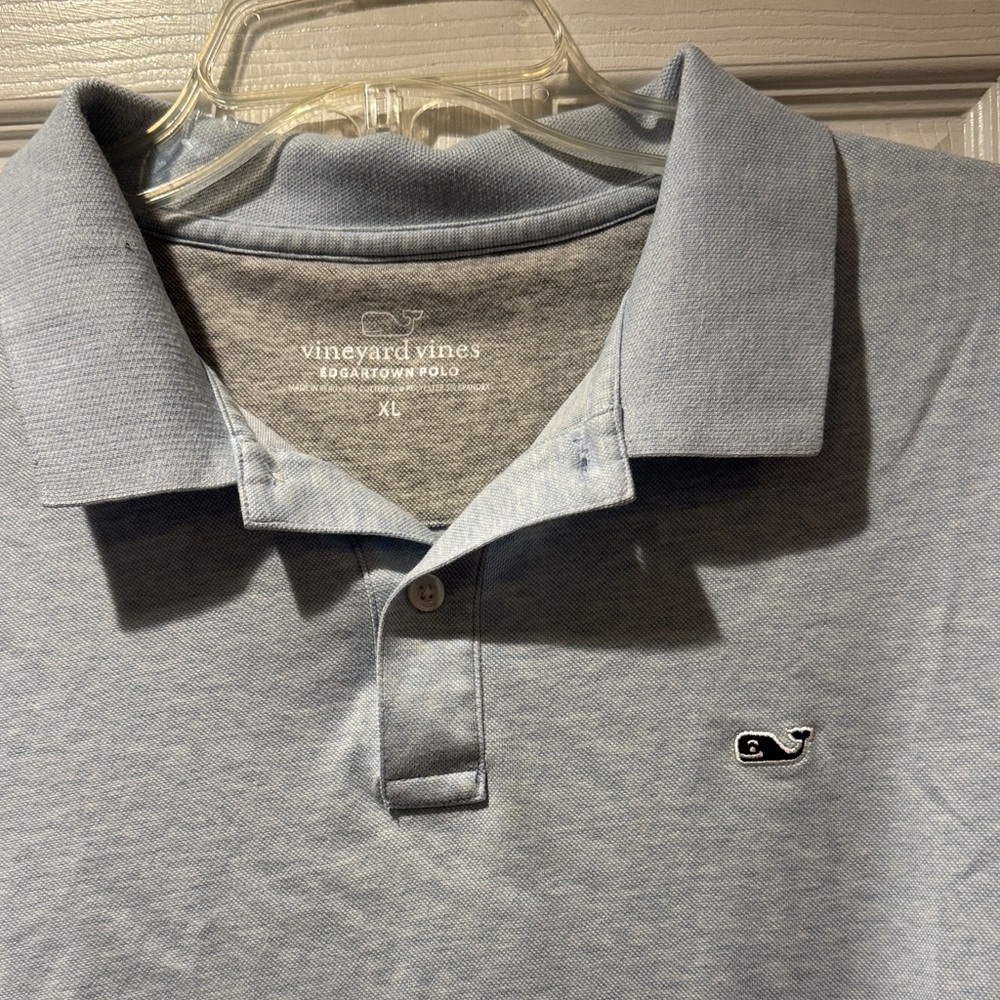 Vineyard Vines Men's Pale Blue Polo with Whale Logo